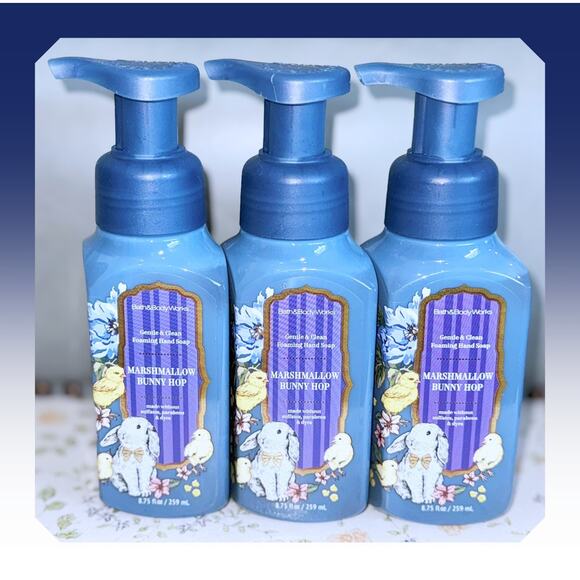 Bath & Body Works Marshmallow Bunny Hop 8.75oz Gentle Clean Foaming Hand Soap x3 - Picture 2 of 4